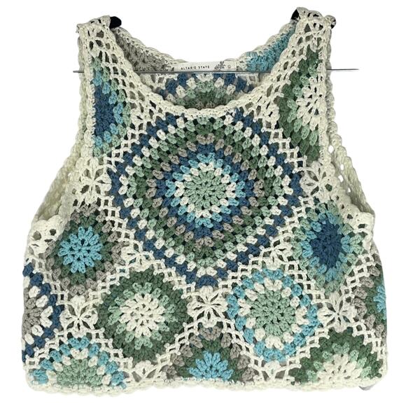 Altar'd State Boho Crochet Sleeveless Cropped Open Knit Sweater Reg Size L - Picture 1 of 5